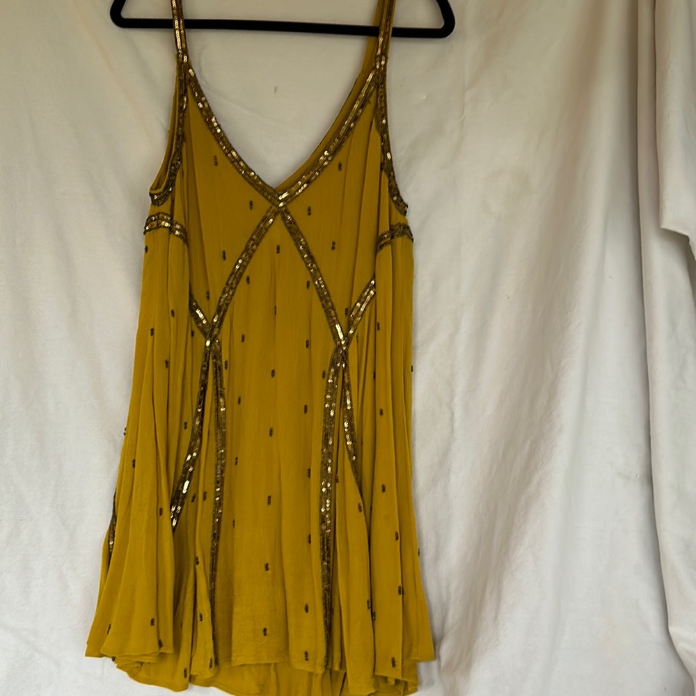 Free people mustard sequin dress